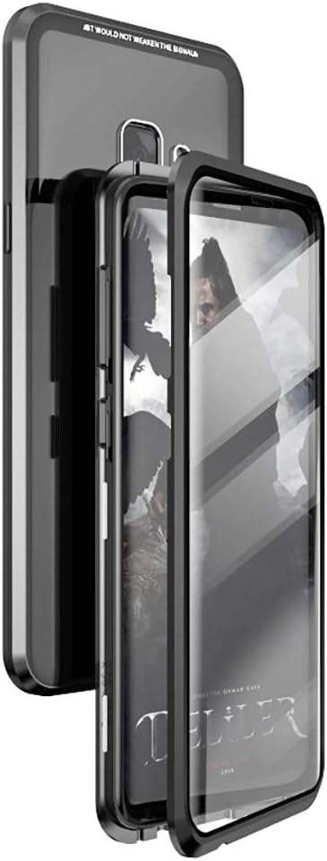 JoyCube For Samsung Galaxy S9 Case [360°Full Body Cover] Magnetic Adsorption Bumper With Built-in Screen Protector [Front and Back Of Clear Touchable HD Tempered Glass] Rugged Metal Protection(Black)