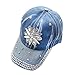 Deer Mum Lady Denim Studded Rhinestone Crystals Floral Design Baseball Cap