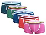 CHUNG Men's Candy Color Low Rise Cotton Pouch Boxer Underwear 5 Pack S-XL, M