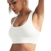 BaseTry Adjustable Strap Racerback Sports Bras for Women - Padded Seamless High Support Bra for Workout Gym Yoga Large Bust