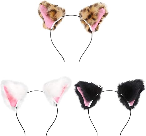 Amazon Co Jp Hopeluckin ３個セット 猫耳 カチューシャ 立ち耳 超萌え ふわふわ コスプレ小道具 3色 白 ピンク黒 ピンク ヒョウ ピンク ホビー