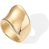 PAVOI 14K Gold Plated Chunky Statement Ring for Women | Stainless Steel Hypoallergenic Wide Stackable Rings