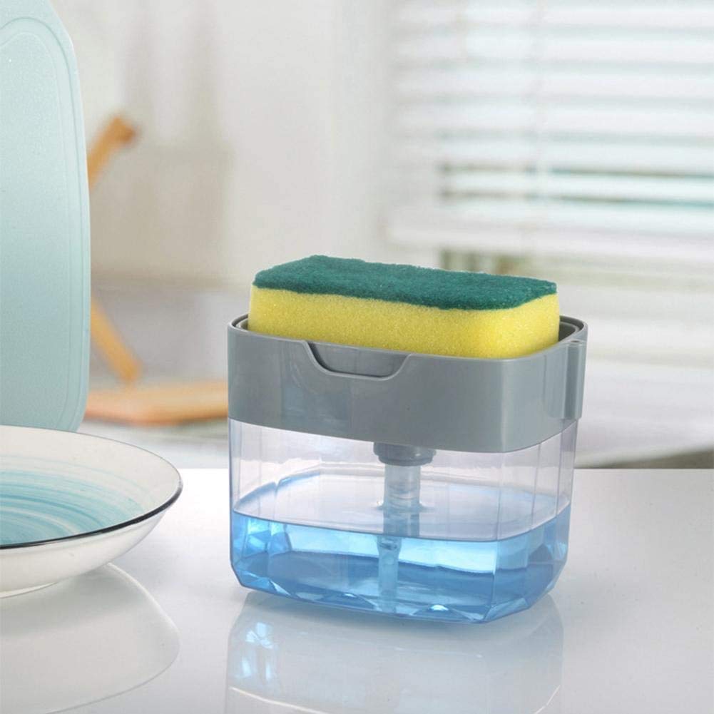 Jecrina Dishwashing Soap Dispenser with 2 in 1 Sponge Holder, Manual