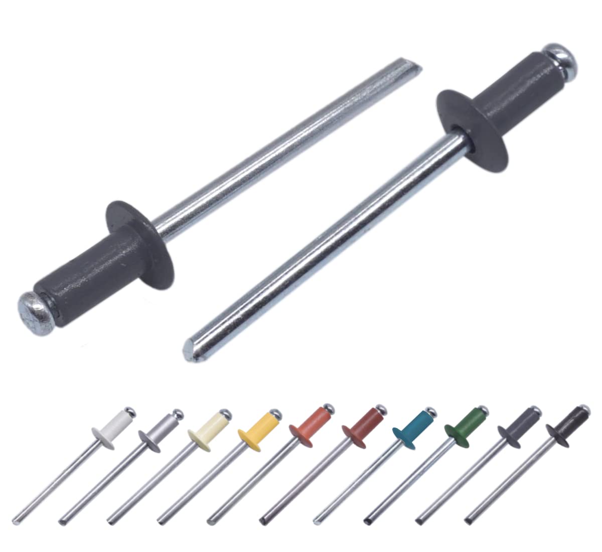 (Pack of 100 pcs) Painted Blind Rivets 3.2 x 8 mm, Dome Head, DIN 7337, Aluminum Rivet and Steel Mandrel, Pop Rivets (100, Graphite Grey RAL 7024)