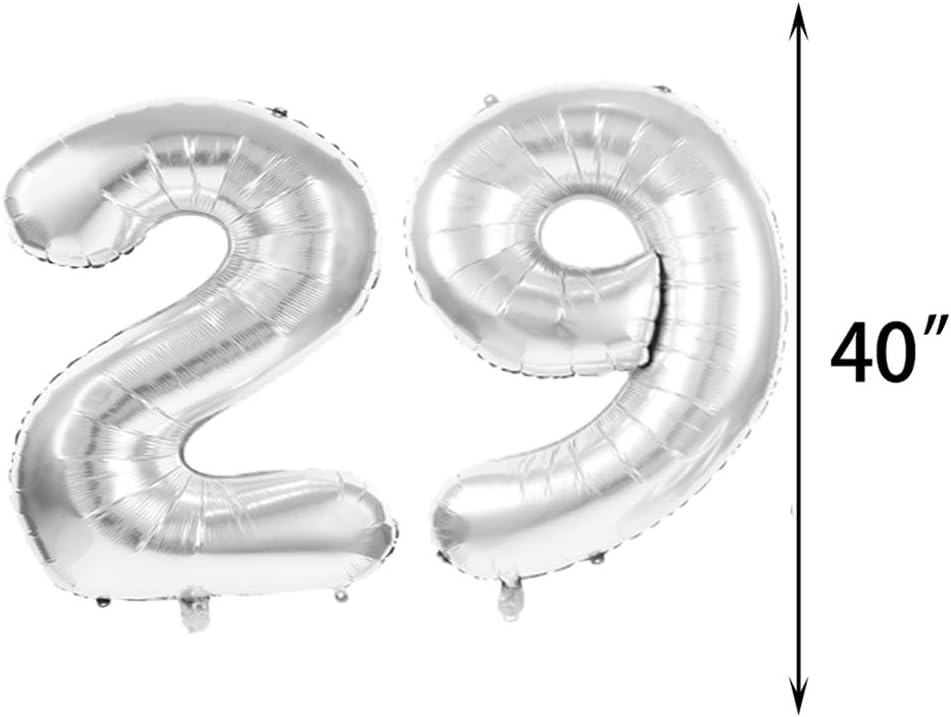 29th Birthday Decorations Party Supplies,29th Birthday Balloons Silver,Number 29 Mylar Balloon,Latex Balloon Decoration,Great Sweet 29th Birthday Gifts for Girls,Photo Props - Image 3