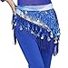 ZLTdream Belly Dance Tassels Triangle Hip Scarf With Coins Sequins Dark Blue