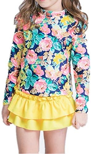 Baby Girls Kids 3 Piece Long Sleeve Floral UV Sun Protection Rash Guards Swimsuit Bathing Suit