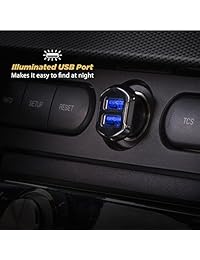 SCOSCHE Revolt - Cargador de coche compacto con doble puerto USB y retroiluminación LED iluminada, 2 puertos negros