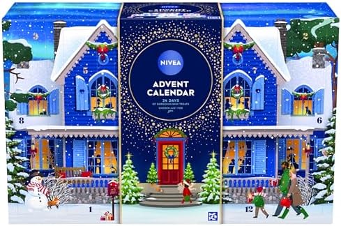 NIVEA Advent Calendar 2025 (24 products) – Women's Gift Set – Includes Moisturiser, Face Masks, Lip Balms, Body Cream, Shower Gel, Anti-Perspirant, and More – Complete Skincare Set