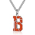 AIAINAGI Basketball Initial A-Z Letter Necklace for Men Basketball Charm Pendant Stainless Steel Silver Chain 22 inch Personalized Basketball Gift for Men