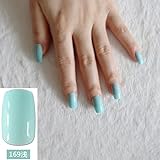 24pcs/set Long Curved Fake Nails Light Lake Green Nail Art Decoration False Nails Pretty Press-On Nails Full Wraps 169M