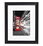 11x14 Decorative Black Picture Frame - Matted to Display Photographs 8x10 or 11x14 Without Mat - Highest Quality Materials - Ready to Display on Wall - Imported from Europe