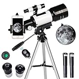 ToyerBee Telescope for Kids& Beginners, 70mm Aperture 300mm Astronomical Refractor Telescope, Tripod& Finder Scope- Portable Travel Telescope with Smartphone Adapter and Wireless Remote