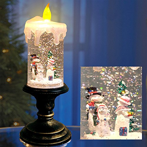 Eldnacele Christmas Snow Globe Candle Battery Operated Lighted