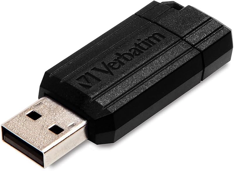 Verbatim 49065 Pinstripe 64GB USB Drive Black Sliding Connector Fast Transfer