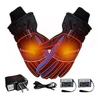 SHZONS Heated Gloves, USB Constant Temperature Electric Thermal Gloves Rechargeable Battery Operated Waterproof Insulated Winter Adult Unisex Gloves for Outdoor Activities