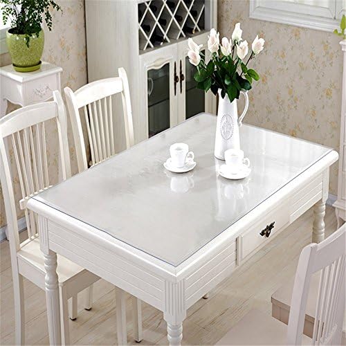 Plum Brand Multi Size { 2 MM } Thick Custom Clear Waterproof PVC Table Cover Protector Pad All Size Available ( 23.6 X 23.6 Inch, 60 X 60 CM )