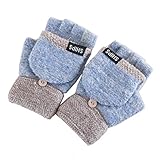 Artone Women's Outdoor Sports Winter Thermal Insulation Fingerless Cycling Adjustable Gloves with Mitten Cover Blue