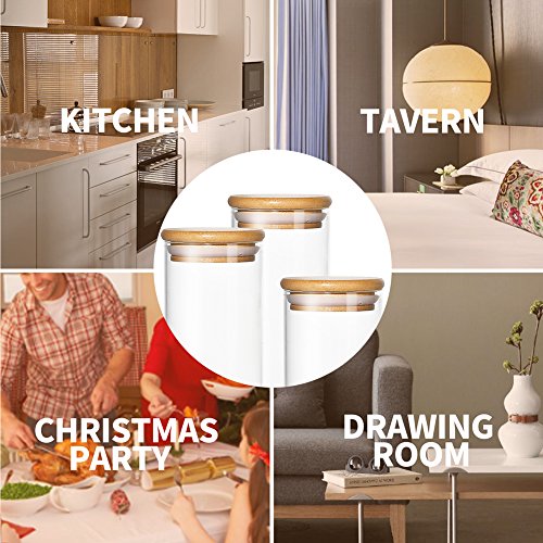 Tall Glass Jars - Wide Mouth Food Storage Containers with Leak Proof Lid Ideal Kitchen Accessories for Cookies, Flour, Dry Food Storage (3 Pack - 9oz, 14oz, 20oz) - Thumbnail 4