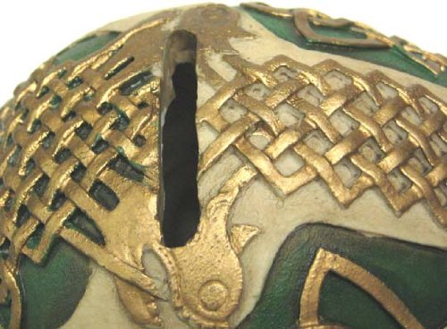 Celtic Knotwork Lion Human Skull Money Bank Piggy