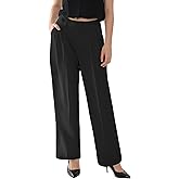 Susclude Womens Casual Dress Pants Wide Leg Baggy Pleated Old Money Stretchy Slacks Fall High Waisted Business Work Trousers