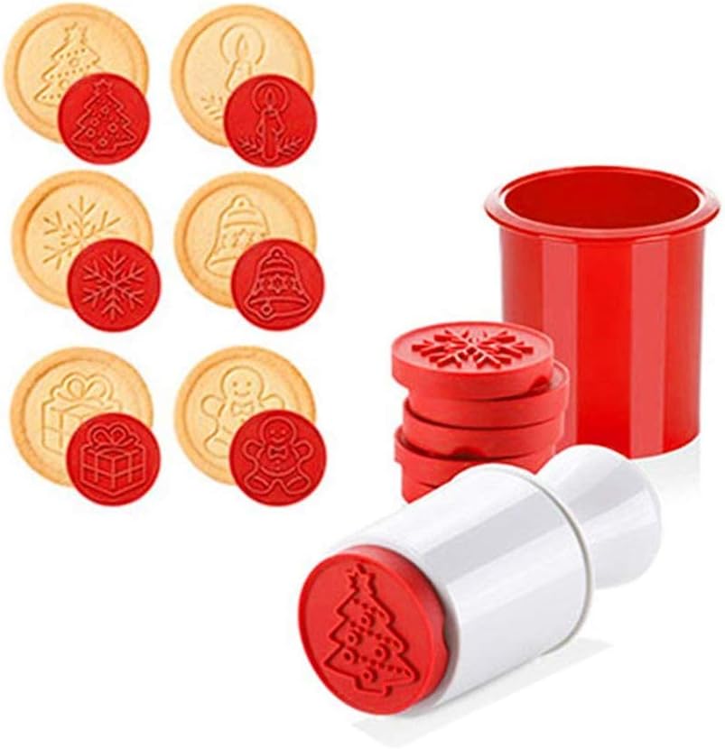 Cookie Cutters 6-Piece 3D Christmas Cookie Stamps Set Kitchen Baking Supplies Tools Kit Sugarcraft Pastry Biscuit Fondant Cake Baking Mold