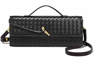 BRYCTSISEN Woven Clutch Purse for Women Fashion Small Square Handbag Vintage Premium Bag PU Leather Handmade Bag