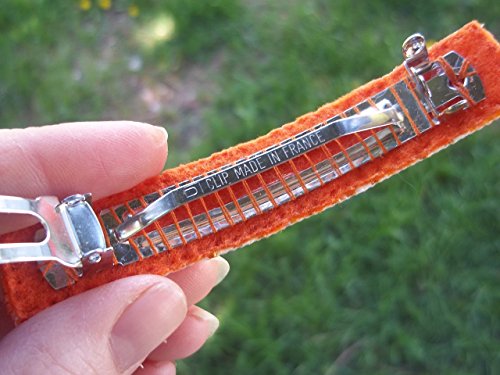 Abstract Orange and Silver Tribal Geometric Arrows Handmade Loom Beaded Large Barrette with Authentic French Clip - Thumbnail 3