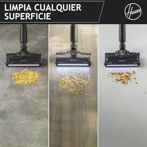 Aspiradora Escoba sin Cable Ligera HF2, con 500 PowerTime, Que compacta el Polvo para Extender la Potencia de succión, Boquilla multisuperficie con Cepillo antienredos con Luces LED, HF2Z10H