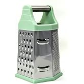 Beille 6 Side Stainless Steel Grater Top Handle Zester Slicer 7.75 Inch, Mint Green