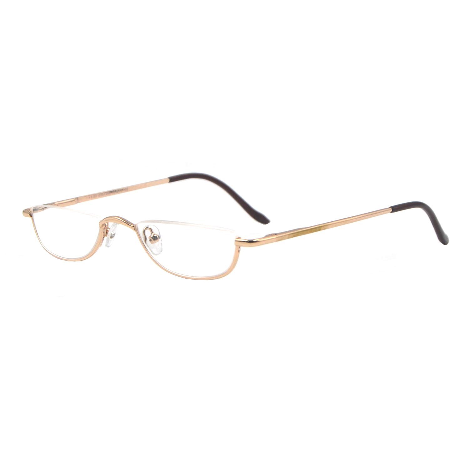 SIKAITE Portable Half Moon Reading Glasses for Men Women, Round Readers (+2.75, Gold)