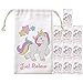 IN WORDS Unicorn Party Favor Gift Bags - Cotton Goodie Drawstring Loot Treat Bags for Girls, Kids Birthday Favors Decoration Supplies (10 Pack)