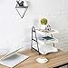 MyGift 3 Tier Vintage White Wood Letter Tray Desktop Organizer with Black Metal Stand, Office Desk Paper Document Sorter, Wooden Upright Filing Folder Rack