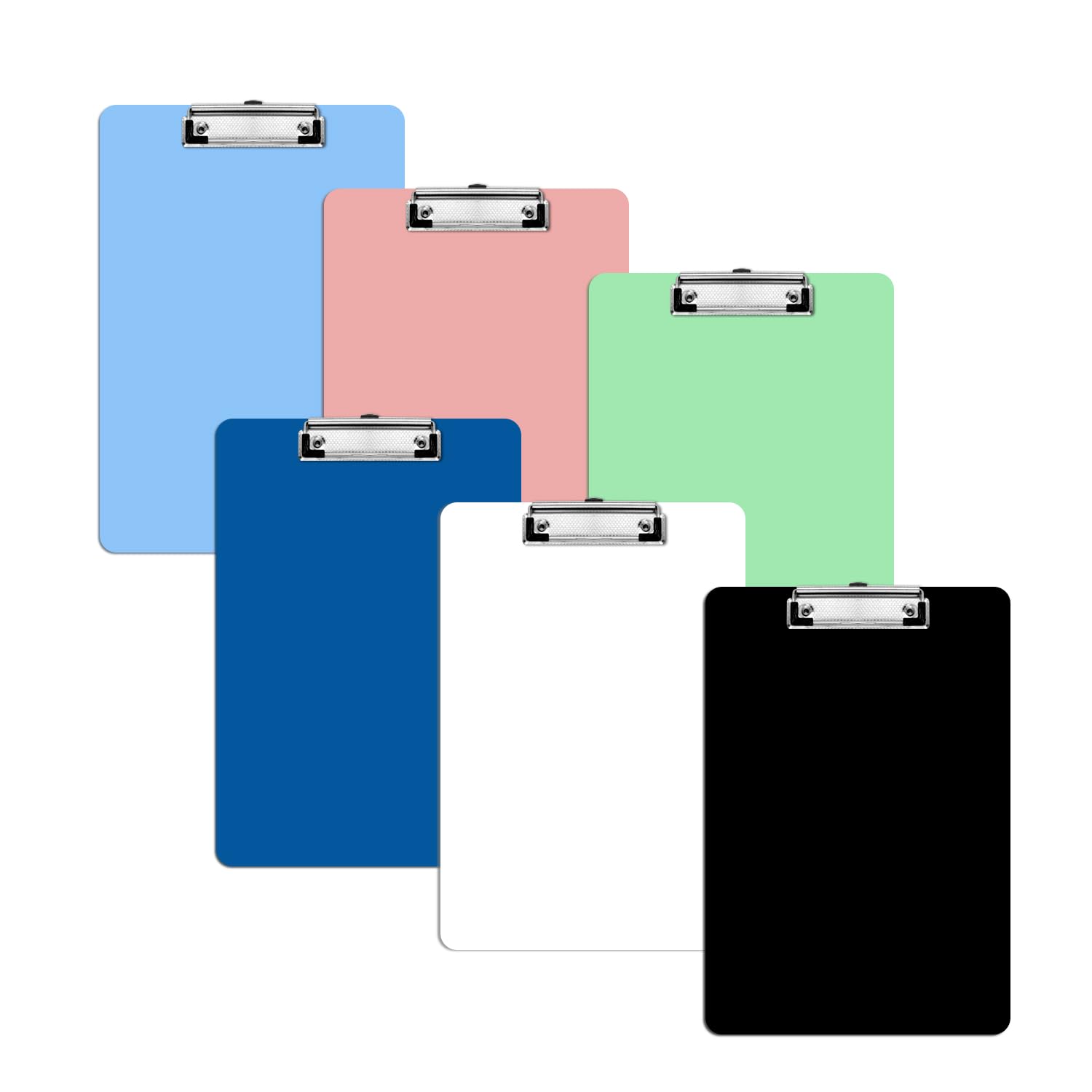 TAIANJI 6 Pcs Plastic Clipboards, Thicken A4 Clipboard with Metal Clip for Office, Work, Classroom Supplies