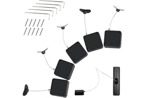 Anjetan 5 Packs Remote Control Anti-Lost Cable Locks, 39-Inch Retractable Security Cable Lock, Self-Adhesive Hardware Cable Lock for Curved Products, Remotes, Speakers, Microphones, Adjustable Length