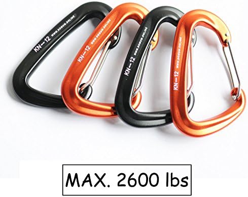 12KN Hammock Carabiner Clip Hold Max.2600lbs- Heavy Duty Aluminum Carabiners Clip Hook for Camping Keychain Sports Small Spring Hook