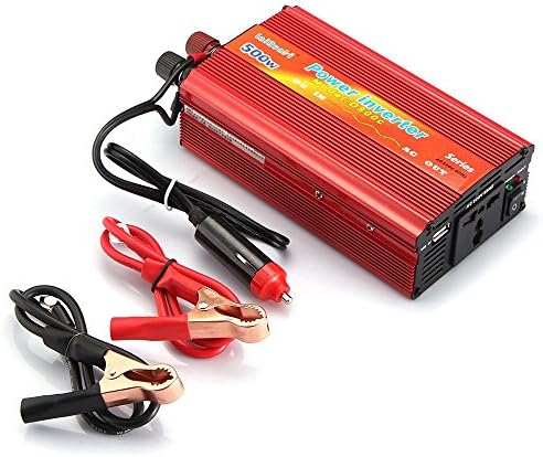 500W Power Inverter Car DC 12V to 110V AC Inverter Adapter with USB Port - Red