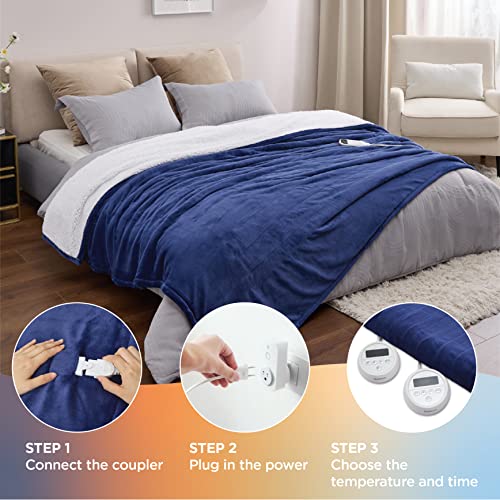 BEDSURE Fleece Electric Blanket King Heated Blanket, 10 Heat Settings