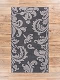 Vavu Damask Light Grey Charcoal Floral Modern Area Rug 2x4 ( 2'3