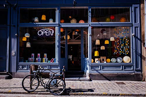 LED Neon Open Sign for Business - Bright White | Large for Business Displays 22.5'' x 9.5'' | Unique Modern Design | Five Steady and Flashing Modes | Includes Extra Will Return Open Closed Clock Sign