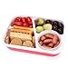 Bento Box Lunch Box 3-compartment 1-bowl (4 in 1) 1- Spoon - Silicone Leakproof Healthy Lunch Boxes for Kids Adults - Food Grade Plastic Containers Crisper - Special Smart Valve Microwave-safe Red