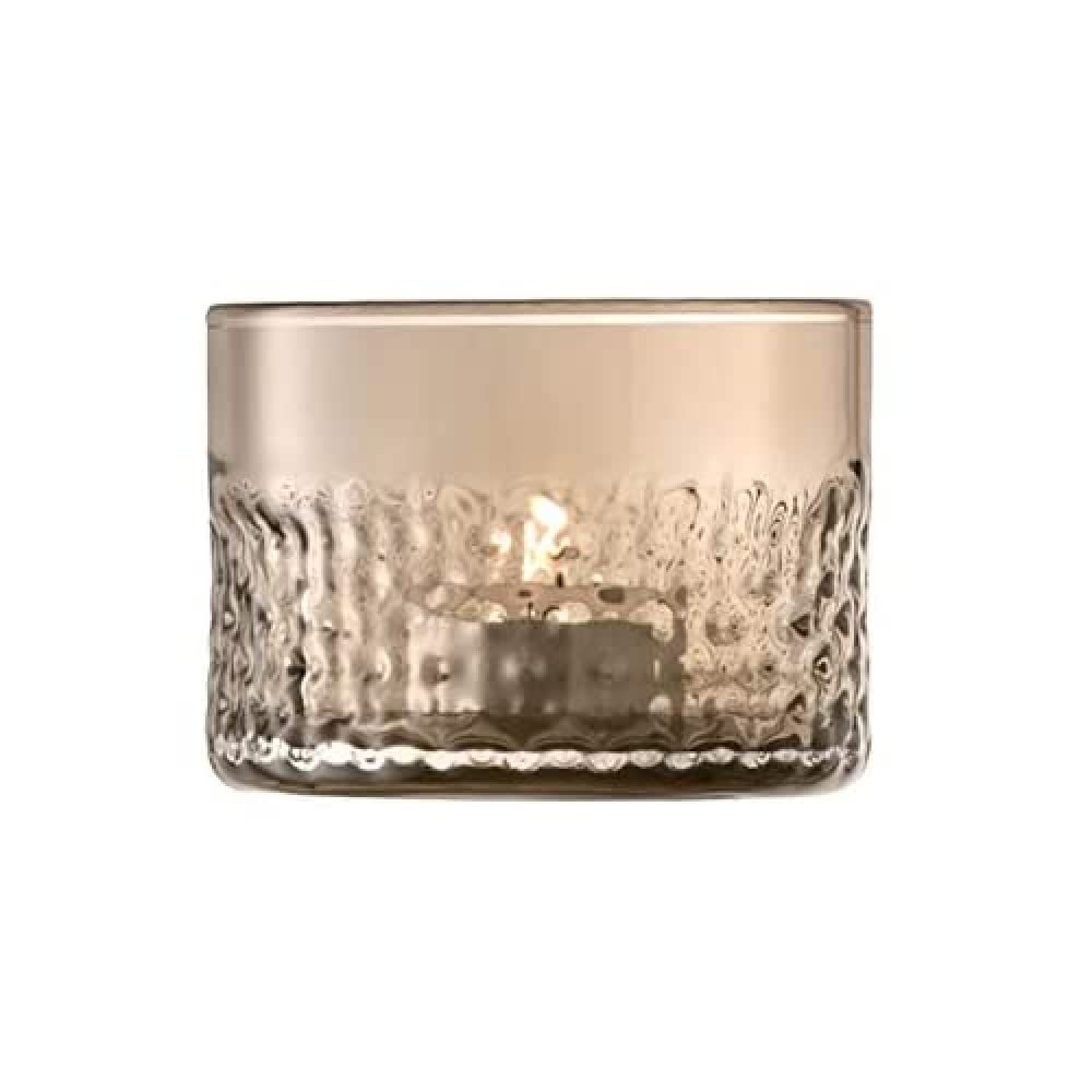 LSA International Wicker Tealight Holder H6.5cm Taupe| 1 Unit | Mouthblown & Handmade Glass | WR13
