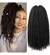 3 Packs Kinky Marley Braiding Hair for Twists 18 Inch Long Afro Kinky Marley Hair Twist for Butte...