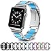 GreenInsync Bands for Apple Watch 38mm Metal, Special Edition Stainless Steel Wristbands Buckle Clasp Watch Strap Replacement Bracelet W/Silicone Gray Cover Blue for Apple Watch Series 3/2/1