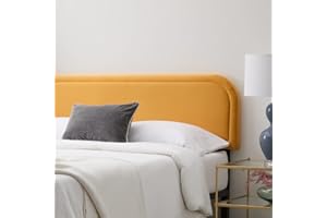 Edenbrook Miller Low Profile, Performance Velvet Headboard for King Size Bed-Yellow Upholstered King Headboard Queen