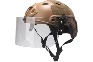 QJYZHAN Tactical MICH Fast Helmet, with Clear Riot Visor Face Shield Sliding Goggles, Side Rail & NVG MountFor Airsoft Paintball CS War Games Outdoor Sports