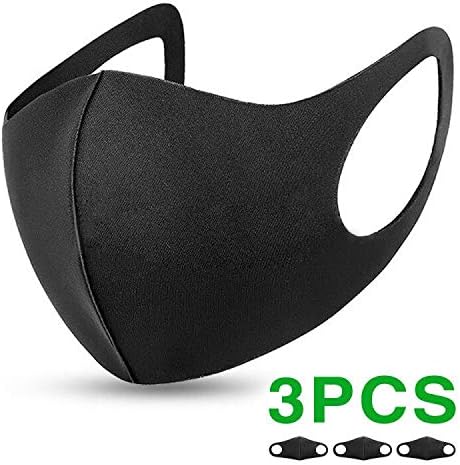 SeoJack Unisex 3pcs Anti Pollution Dust Mask 3D Face Mouth Mask Washable and Reusable Mask for Cycling Camping Travel-Black