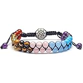 CrystalTears Chakra Healing Crystal Bracelet for Women Natural 6mm 7 Chakra Stone Bead Bracelet Adjustable Gemstone Bracelet for Anxiety Stress Relief Spiritual Healing Gifts for Mom Girls Christmas