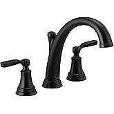 Delta Woodhurst Roman Tub Faucet, Matte Black Deck Mount Bathtub Faucet, Matte Black T2732-BL (Valve Sold Separately)