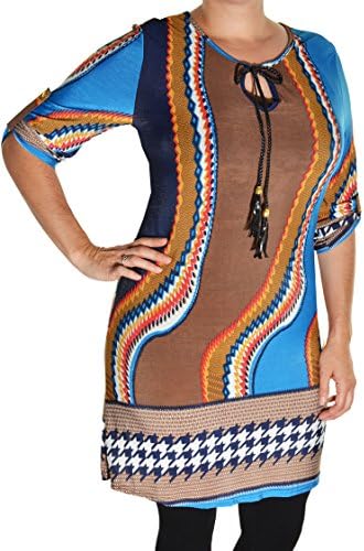Highness NYC Stretch Tunic Top (Blue Brown, 1X)